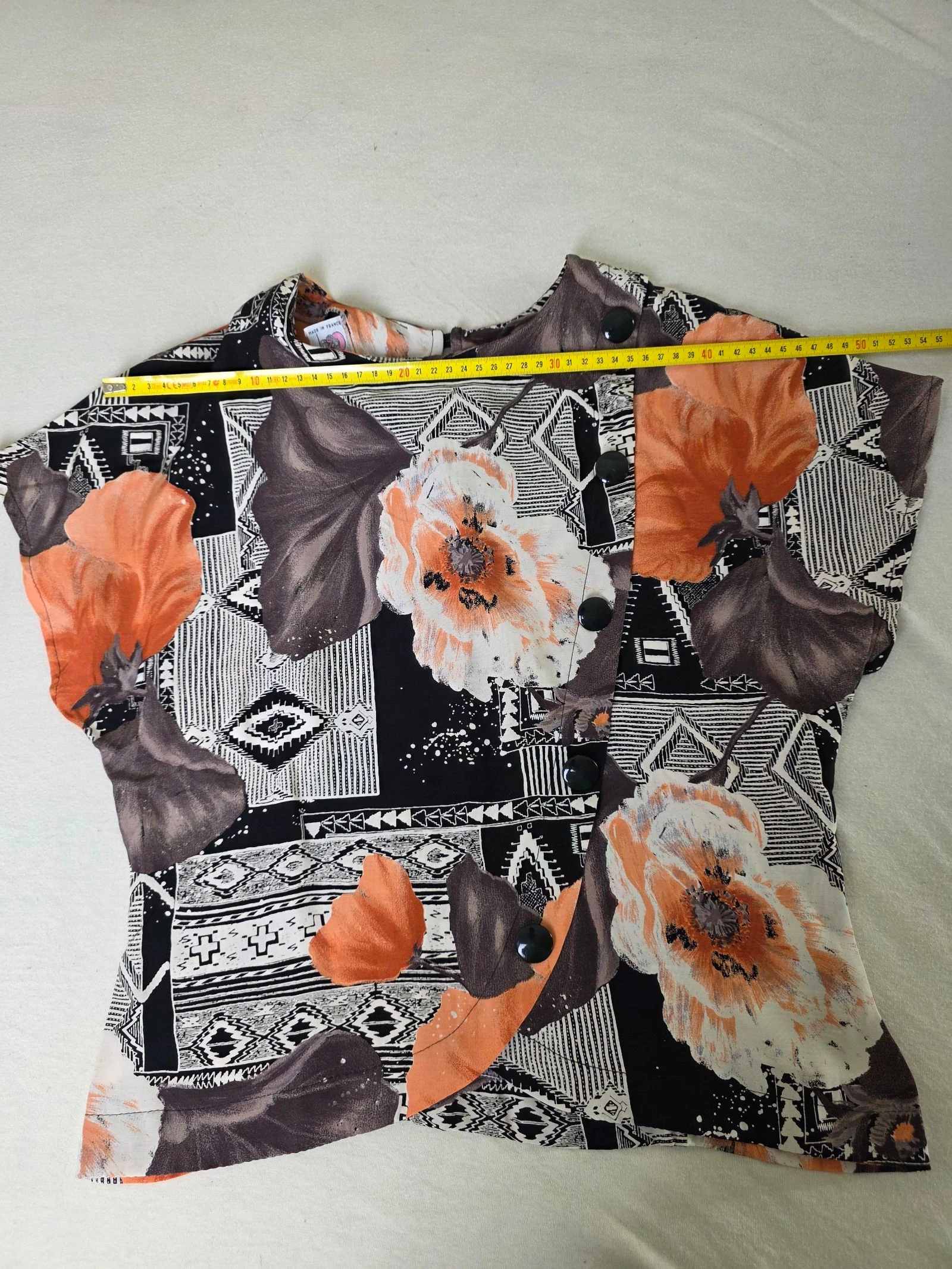 Blusa parisiense com motivos 🍒vintage dos anos 80 feita na França🍒tamanho 38 – photo 7